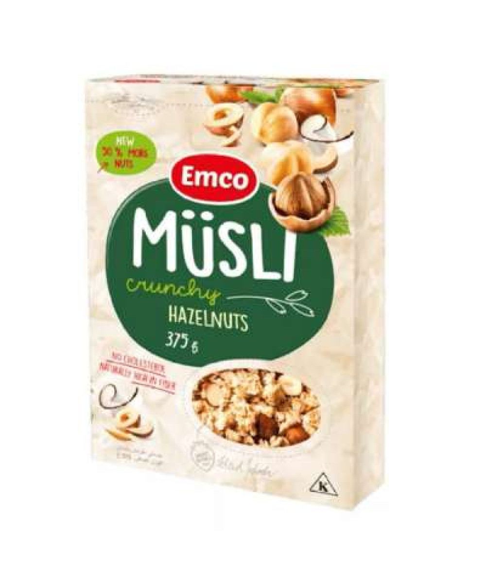 EMCO CRUNCHY MUESLI HAZELNUTS 375G