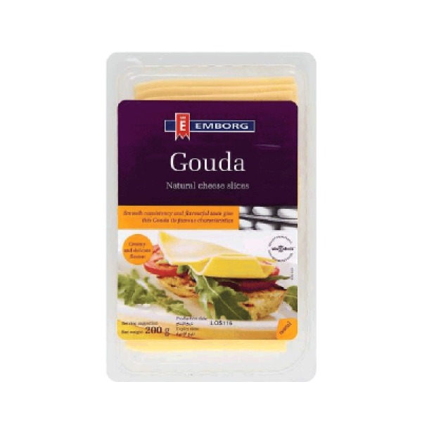 EMBORG NATURAL SLICED CHEESE- GOUDA 150G