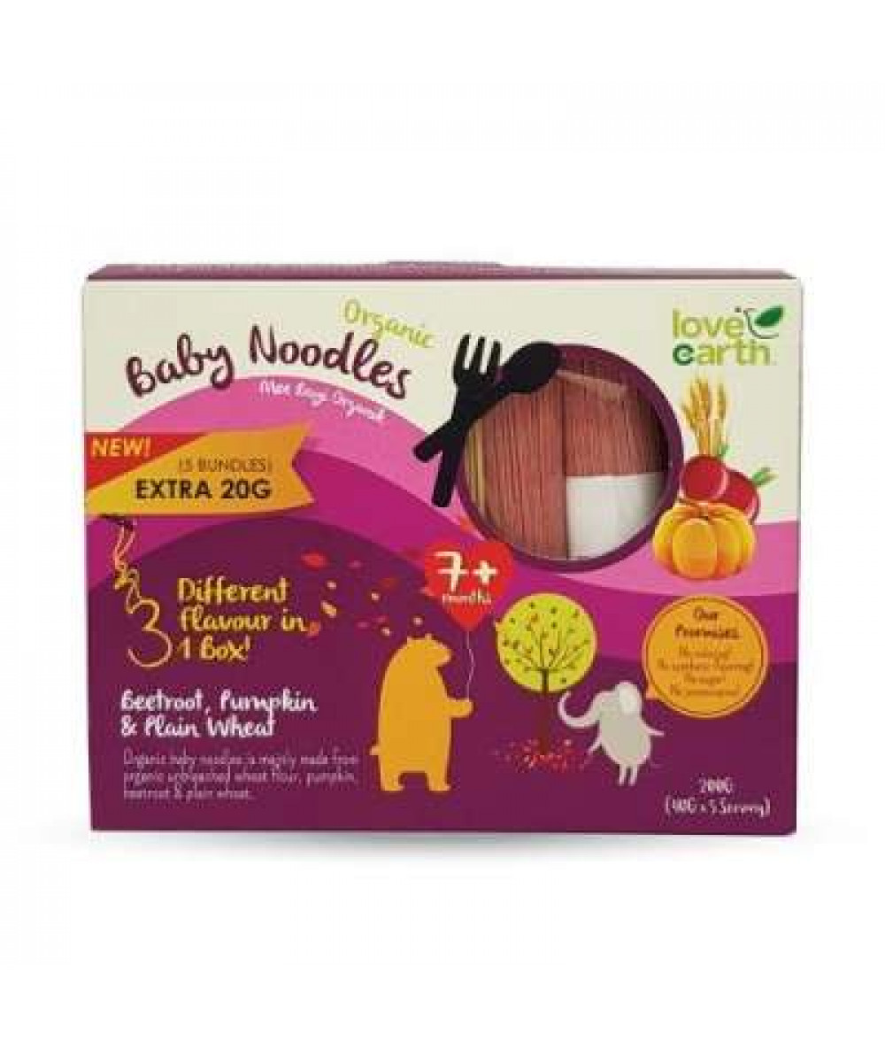 ORGANIC BABY NOODLES(BEETROOT,PUMPKIN,PLAIN) 180G