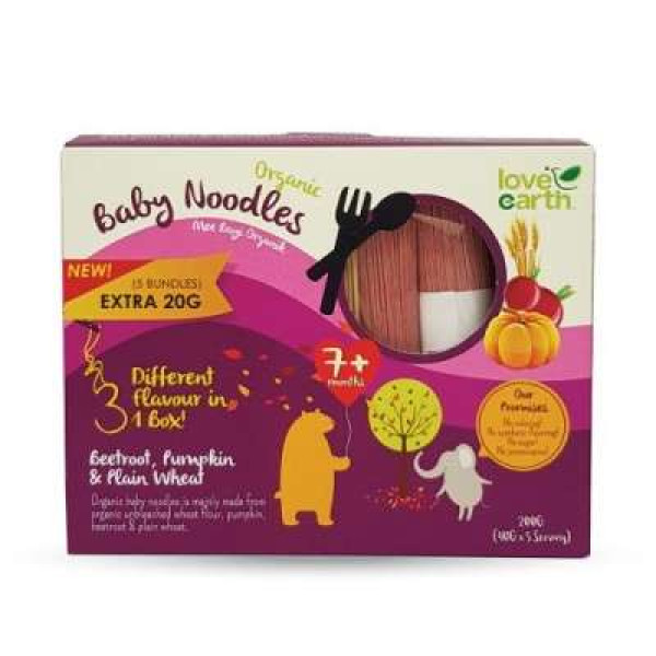 ORGANIC BABY NOODLES(BEETROOT,PUMPKIN,PLAIN) 180G