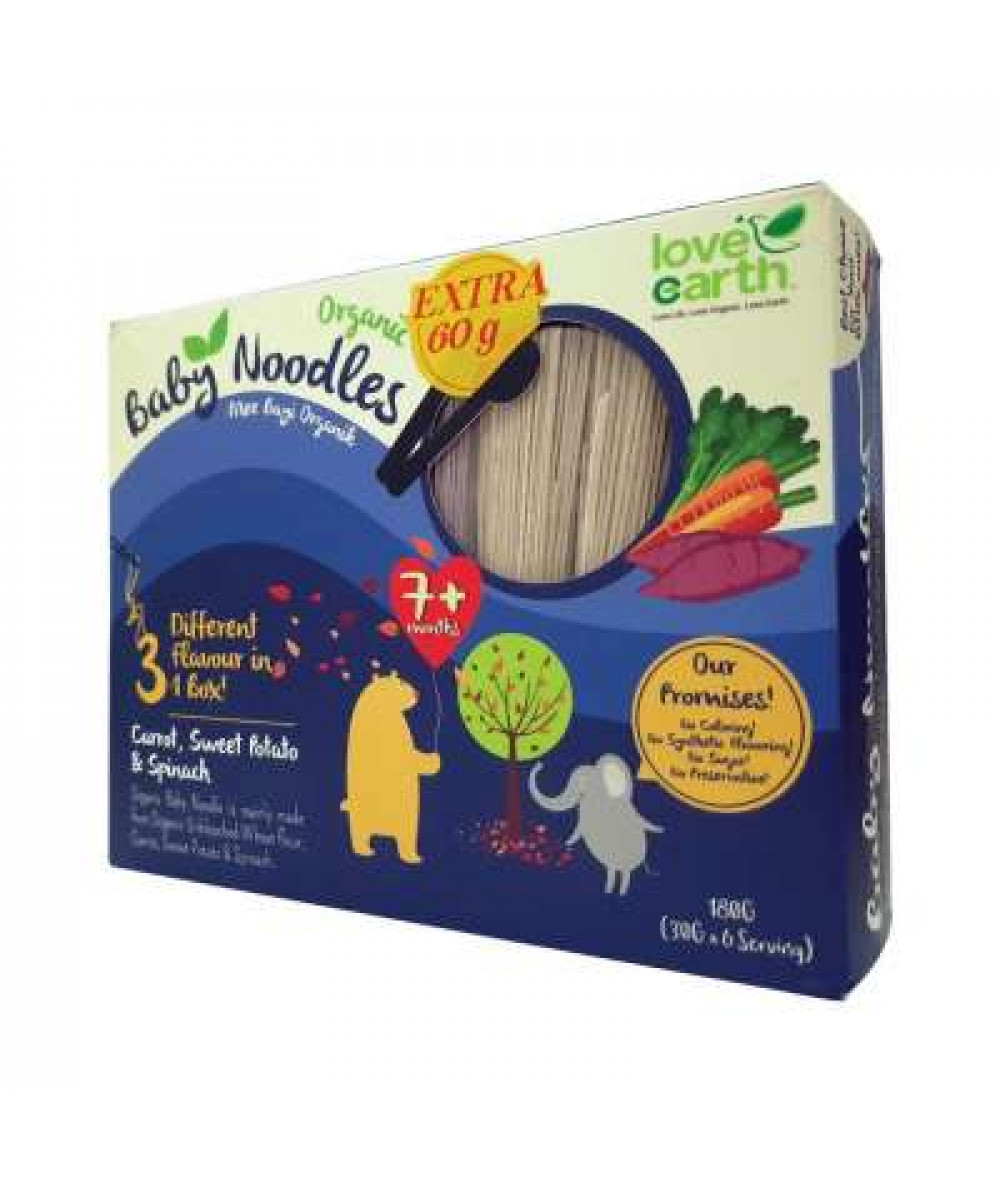 ORGANIC BABY NOODLES(CARROT,SPINACH,S.POTATO) 180G