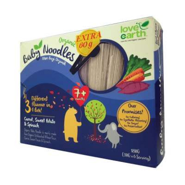 ORGANIC BABY NOODLES(CARROT,SPINACH,S.POTATO) 180G