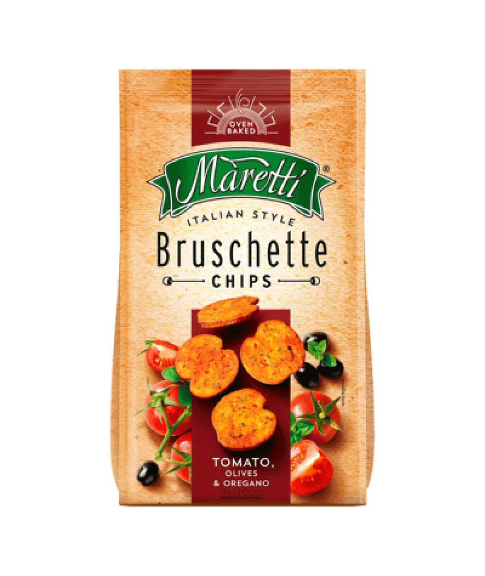 BRUSCHETTE MARETTI TOMATO,OLIVES & OREGANO 70G