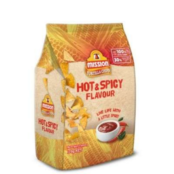 MISSION TORTILLA CHIPS HOT&SPICY 170G