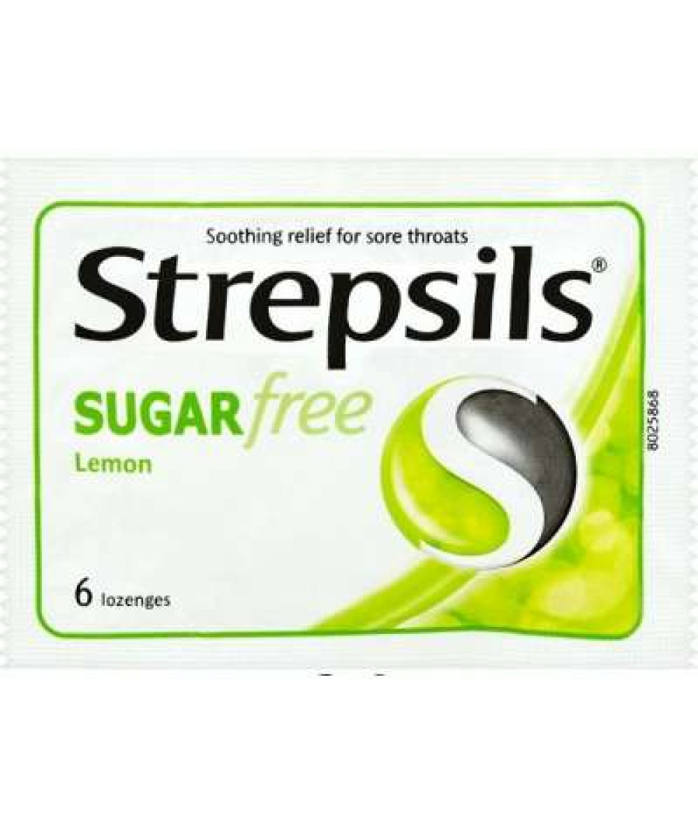 STREPSILS SUGAR FREE LEMON LOZENGES 6S