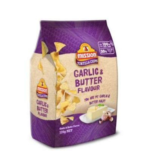 MISSION TORTILLA CHIPS GARLIC&BUTTER 170G