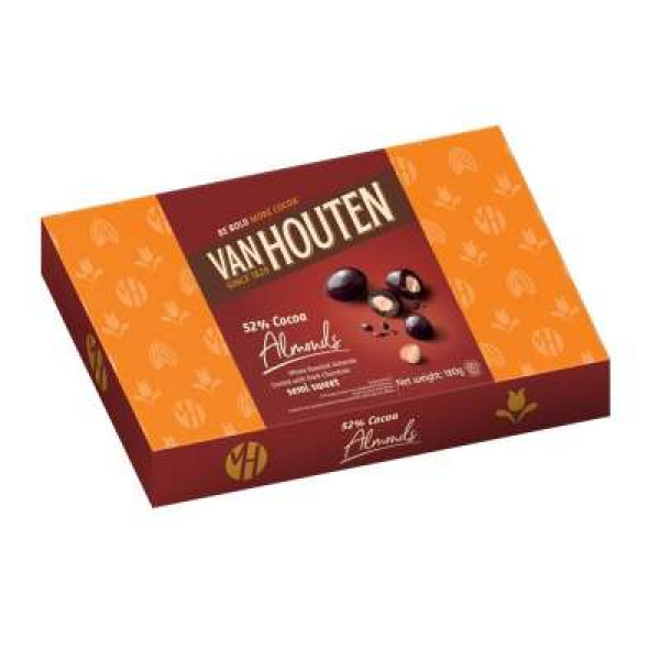 VAN HOUTEN DARK 52% COCOA ALMONDS DRAGEES 180G