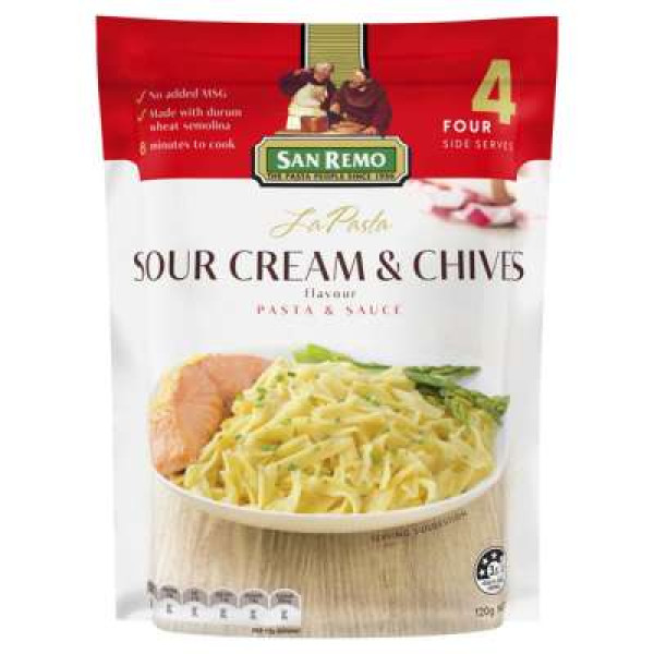 SAN REMO LA PASTA SOUR CREAM & CHIVES 120GM