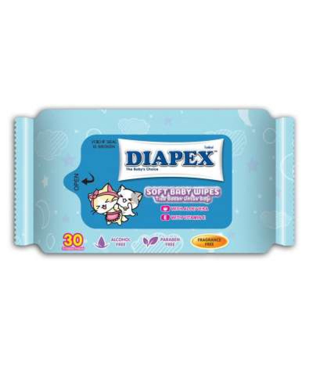 DIAPEX BABY SOFT WIPES 30'S X 2PKT