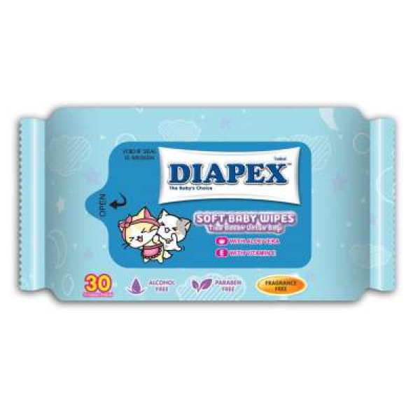 DIAPEX BABY SOFT WIPES 30'S X 2PKT