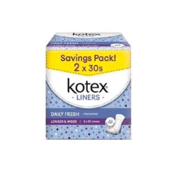 KOTEX FRESH LINERS LONGER & WIDER 30S X 2