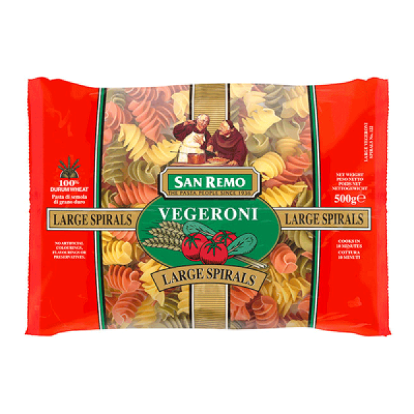 SAN REMO VEGERONI SPIRALS 500G 