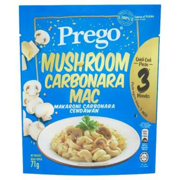 PREGO QUICK COOK PASTA MUSHROOM CARBONARA MAC 71G