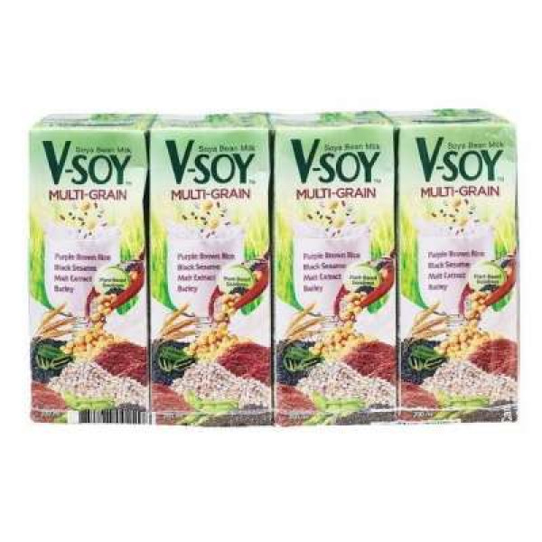 V-SOY MULTI-GRAIN SOYA BEAN MILK 200MLX4