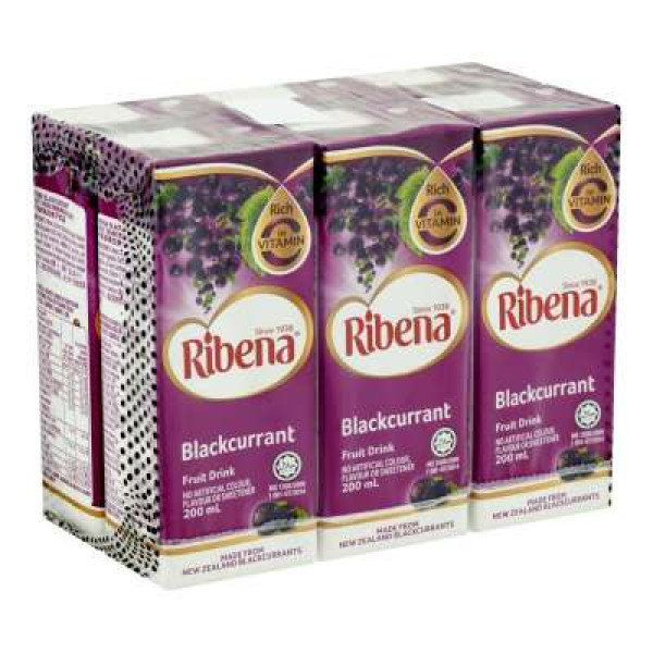 RIBENA BLACKCURRANT DRINK REGULAR 200MLX6