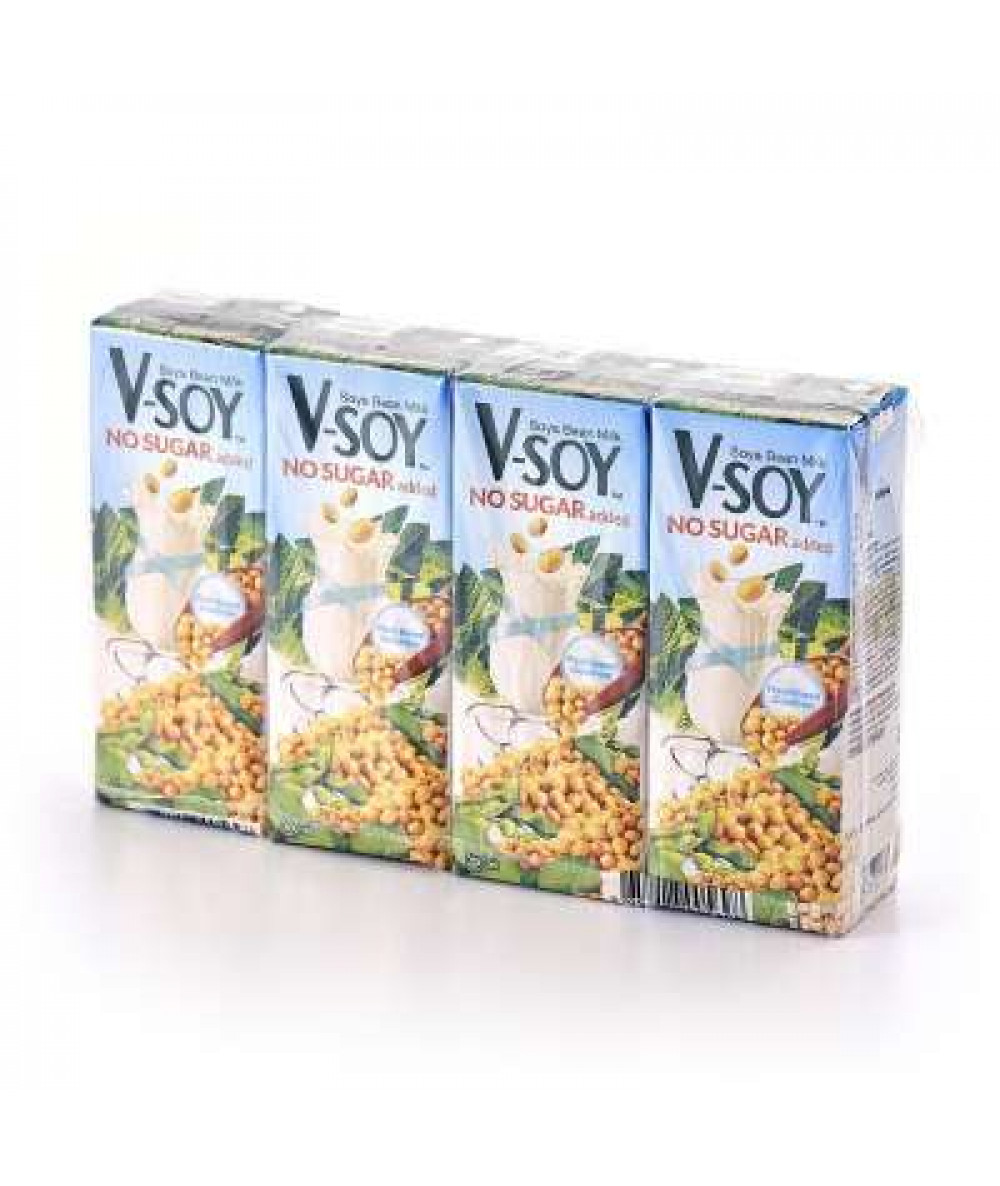 V-SOY NO SUGAR ADDED SOYA BEAN MILK 200MLX4