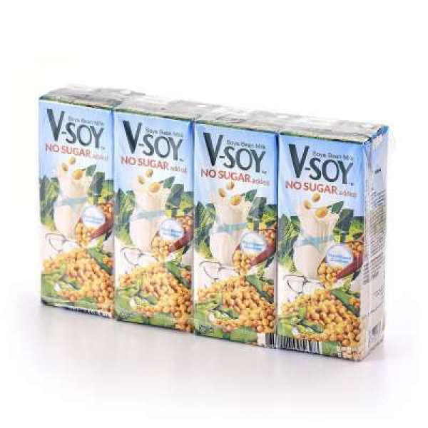 V-SOY NO SUGAR ADDED SOYA BEAN MILK 200MLX4