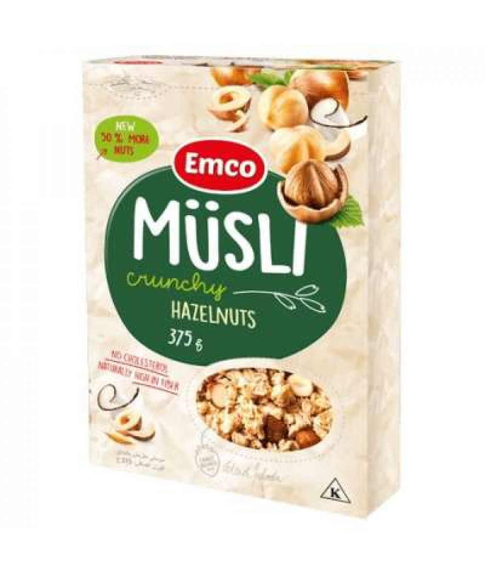 EMCO CRUNCHY MUESLI HAZELNUTS 375GM