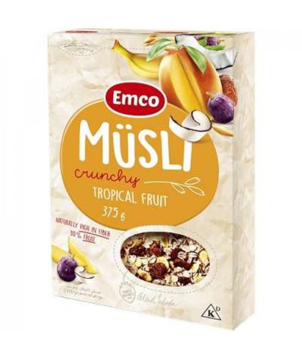 EMCO CRUNCHY MUESLI 40% FRUIT BOX 375GM