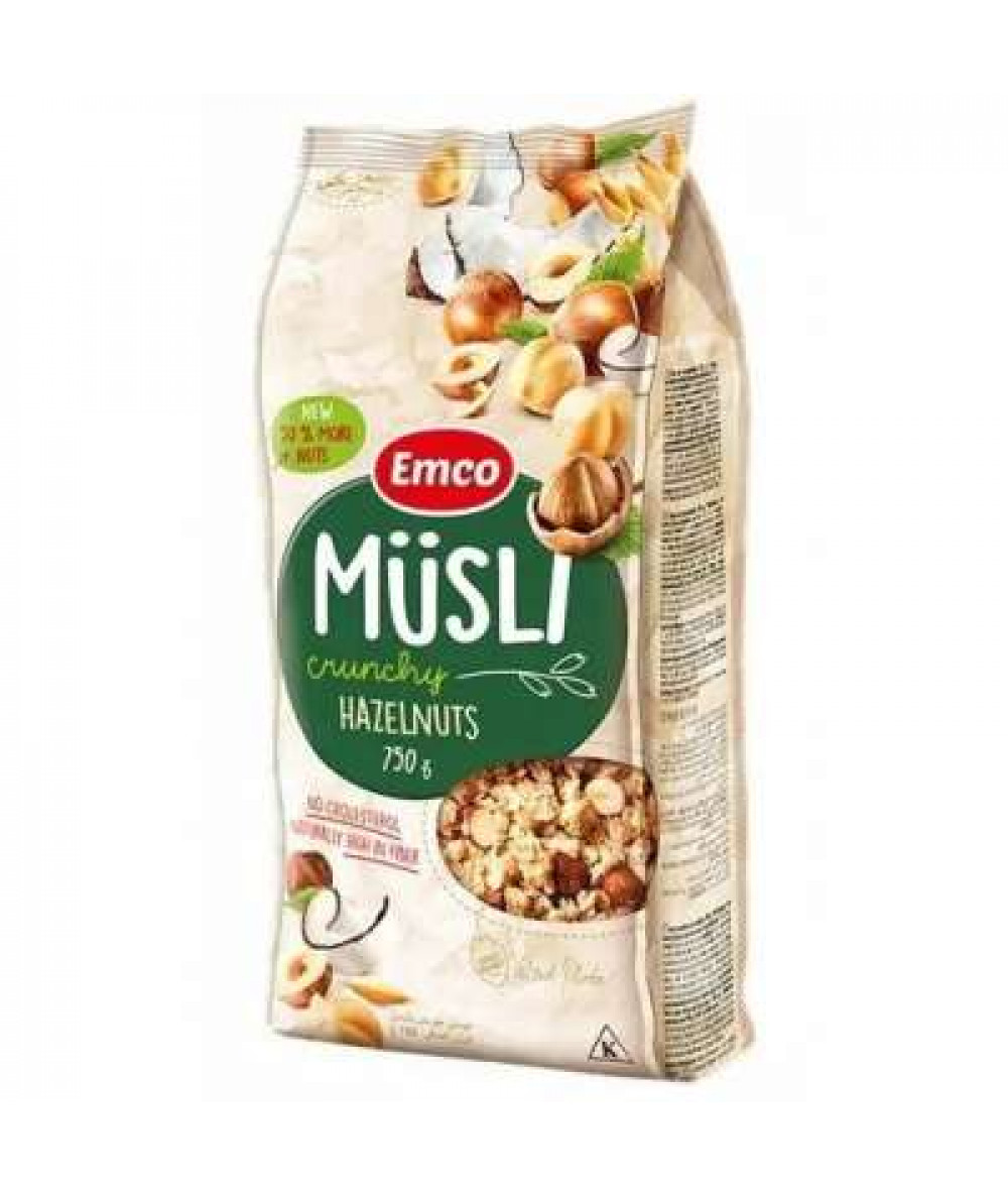 EMCO CRUNCHY MUESLI HAZELNUTS 750GM