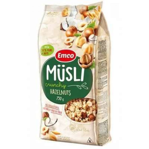 EMCO CRUNCHY MUESLI HAZELNUTS 750GM