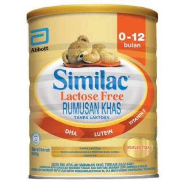 SIMILAC 0-12 MONTHS LACTOSE FREE MILK POWDER 850G