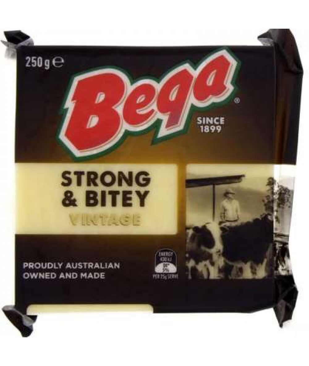 BEGA STRONG &BITEY CHEDDAR CHEESE 250GM