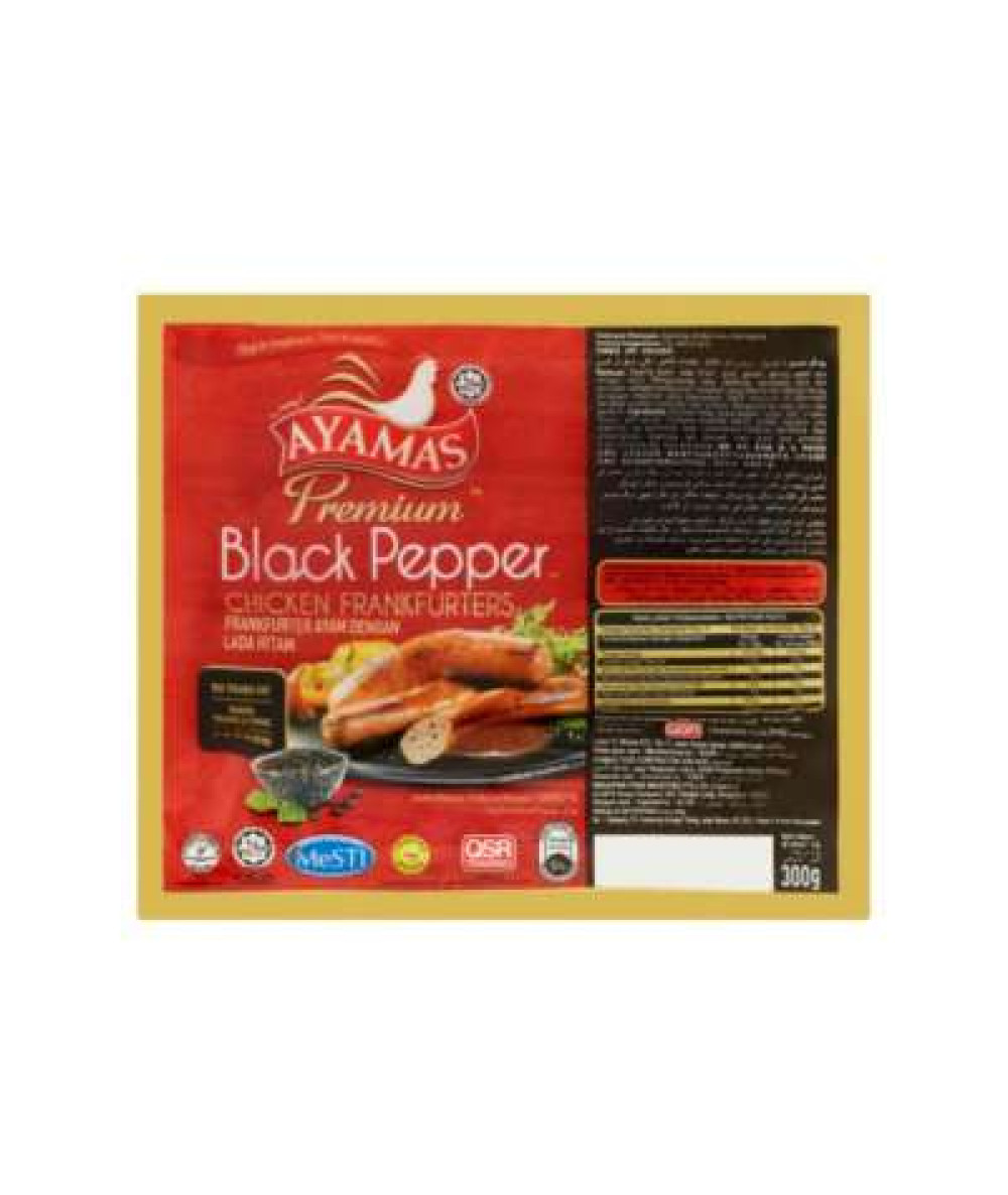 AYAMAS PREMIUM BLACKPEPPER FRANKFURTER 300G