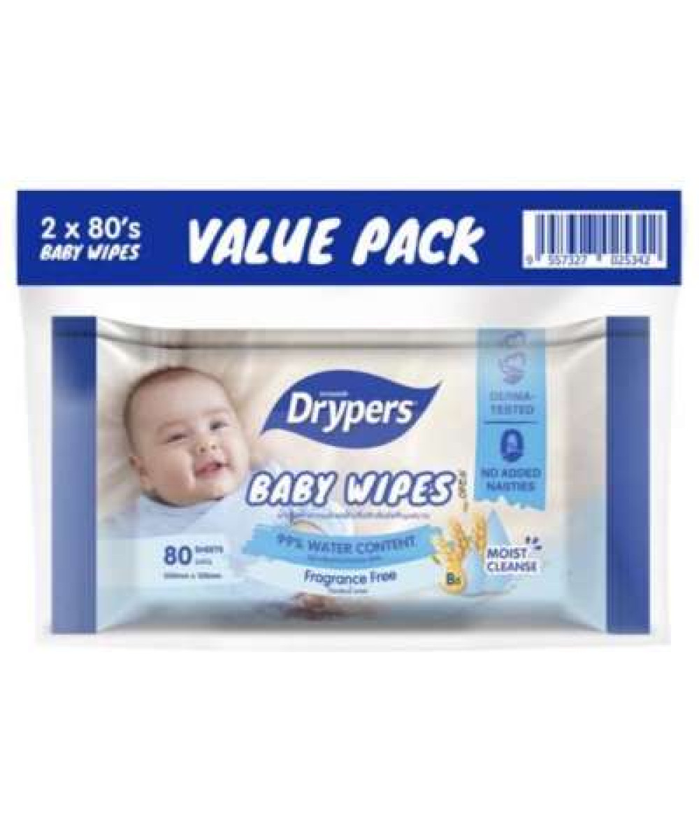 DRYPERS BABY WIPES OAT 2X80'S