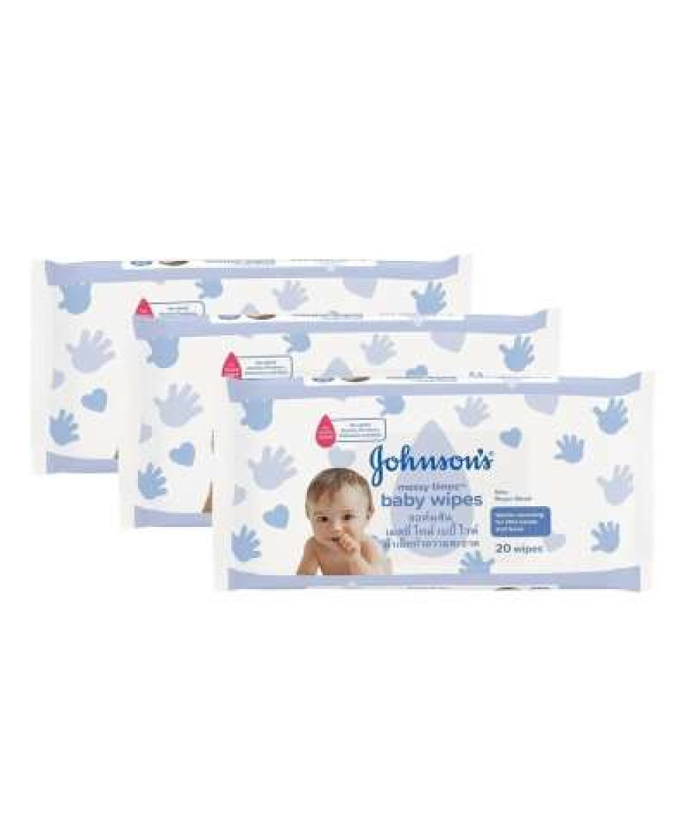 JOHNSON'S BABY MESSY TIMES WIPES 20'S X 3  