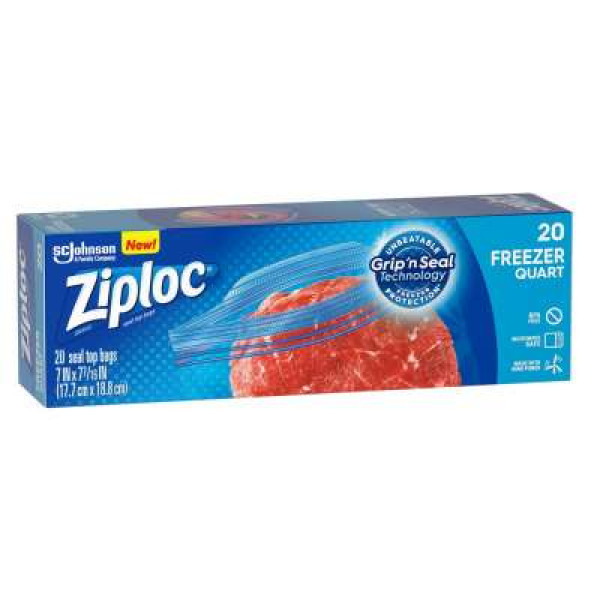 ZIPLOC FREEZER QUART EOT 20S