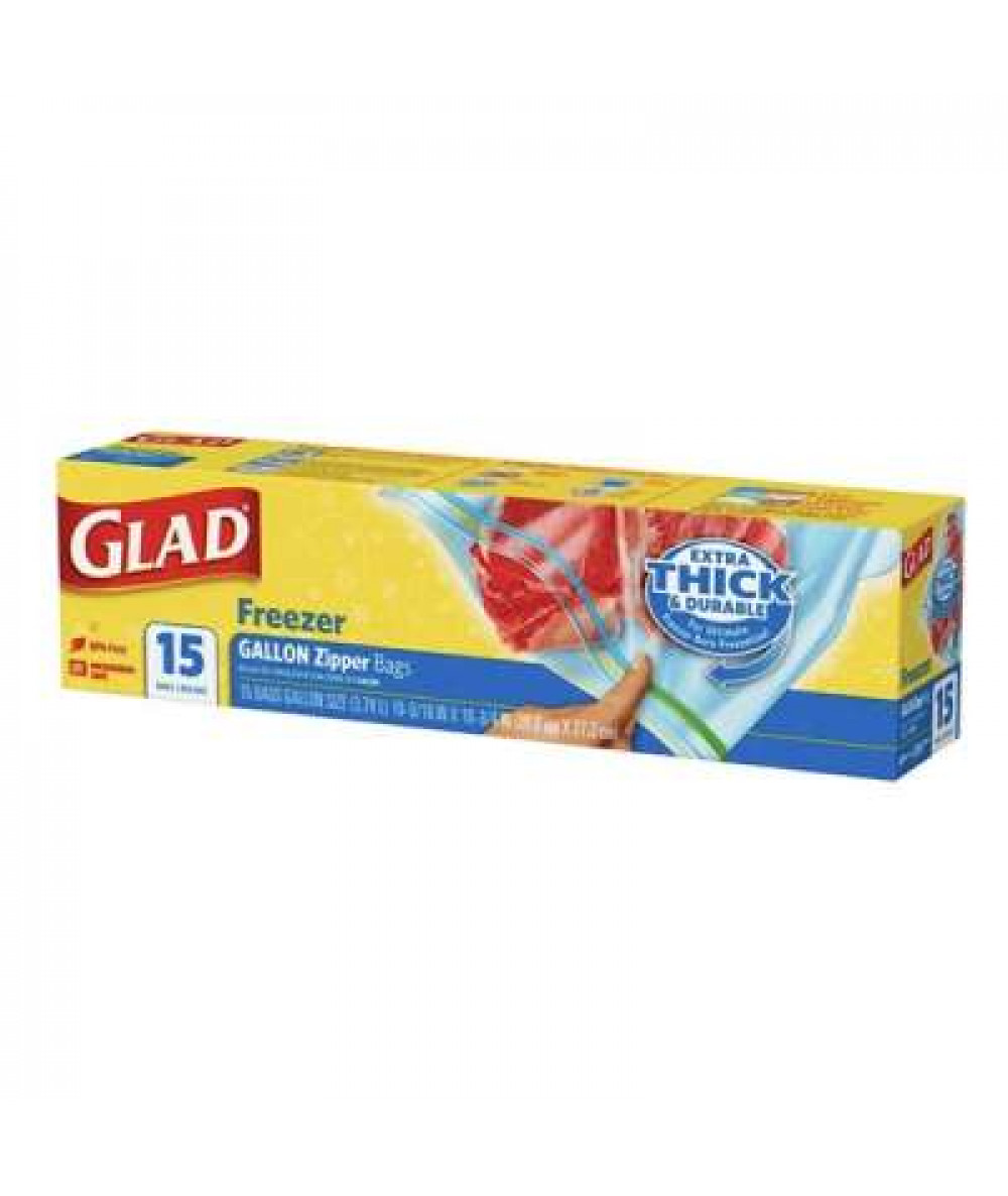 GLAD ZIPPER FREEZER BAG 15S