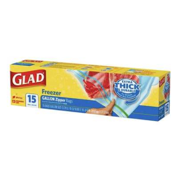 GLAD ZIPPER FREEZER BAG 15S