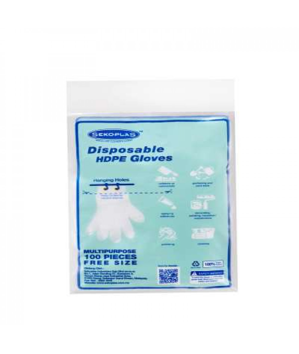 SEKOPLAS HDPE DISPOSAL GLOVE PKT 100'S