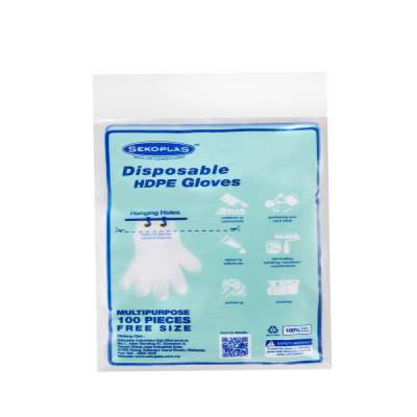 SEKOPLAS HDPE DISPOSAL GLOVE PKT 100'S